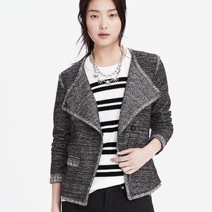 Banana Republic Tweed Blazer Jacket Charcoal Gray Wool Blend